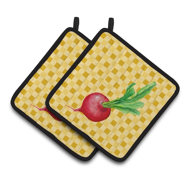 Carolines Treasures Radish on Basketweave Pair of Pot Holders - BB7210PTHD