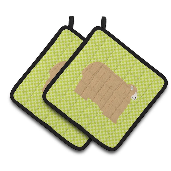 Carolines Treasures Lincoln Longwool Sheep Green Pair of Pot Holders - BB7797PTHD
