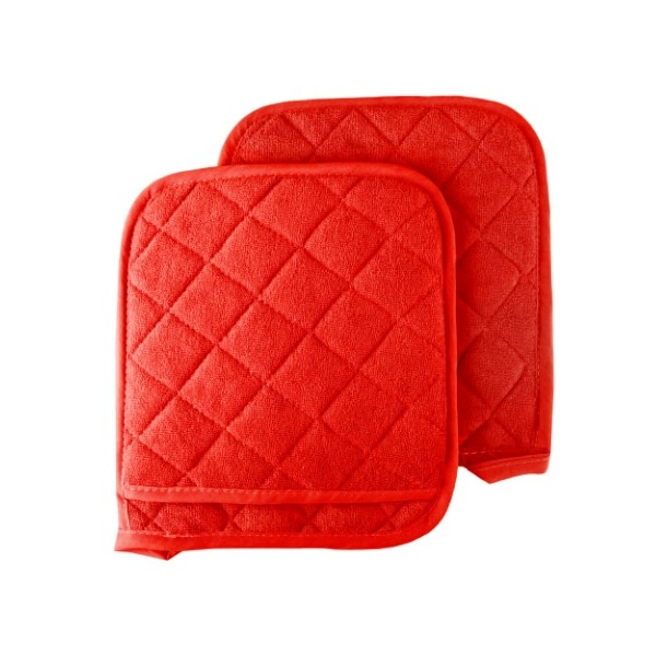 Hastings Home Pot Holder Set, 2 Piece Oversized Heat Resistant Quilted Cotton Pot Holders By Hastings Home (Red) - 194105VUW