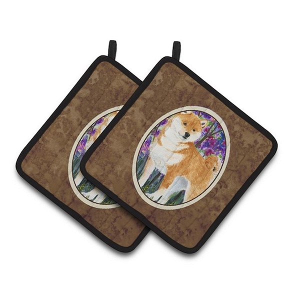 Carolines Treasures Shiba Inu Pair of Pot Holders, 7.5 x 3 x 7.5 in. - SS8061PTHD