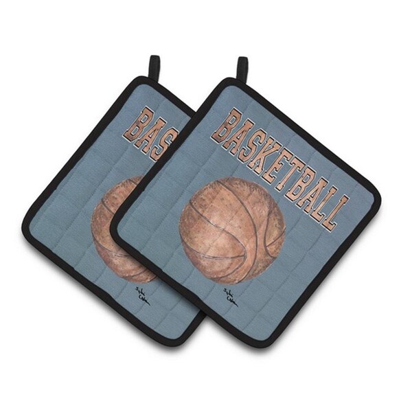 Carolines Treasures Basketball Pair of Pot Holders, 7.5 x 3 x 7.5 in. - 8486PTHD