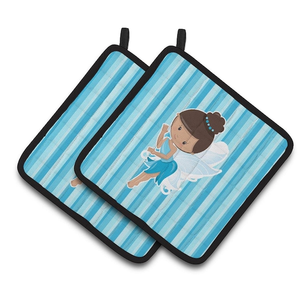 Carolines Treasures Fairy Blue Stripes Pair of Pot Holders - BB6910PTHD