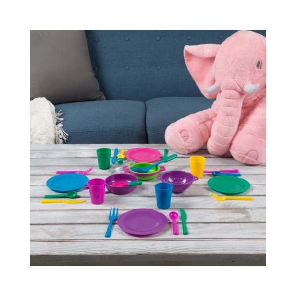 Toy Time Kids Play Dish Set, 27-piece Tableware with Drainer, Kitchen Playset for Boys and Girls - 749387UUU