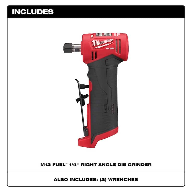 Molinillo angular recto inalámbrico Milwaukee M12 FUEL 12V de iones de litio sin escobillas de 1/4 de pulgada (herramienta solamente) - 2485-20.