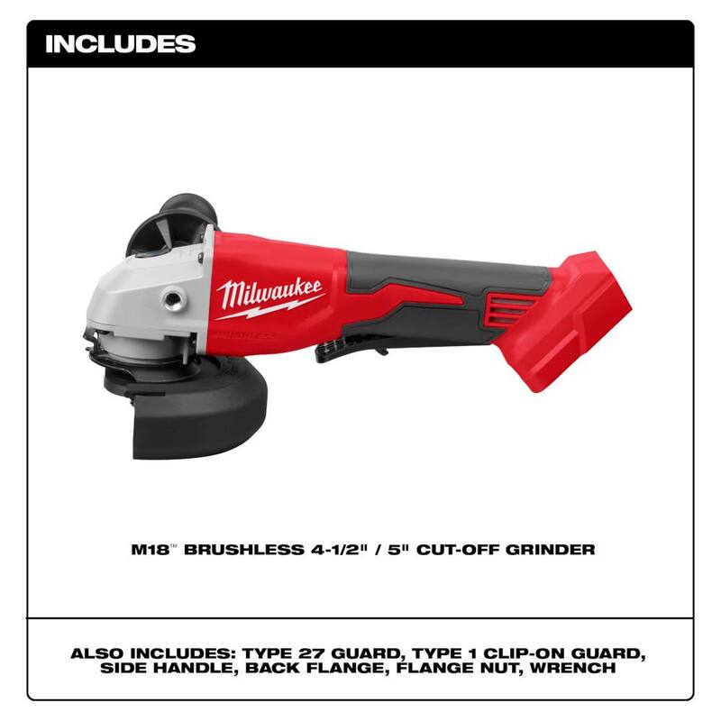Esmeriladora inalámbrica sin escobillas Milwaukee M18 18V de 4-1/2 in./5 in. con interruptor tipo paleta (solo herramienta) - 2686-20