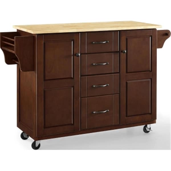 Crosley 35.25 x 51.5 x 18 in. Eleanor Natural Wood Top Kitchen Cart Mahogany - KF30171EMA