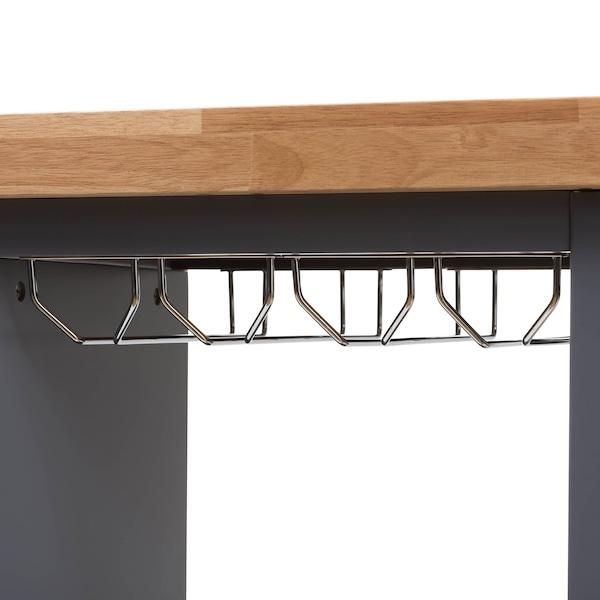 Baxton Studio Sunderland Coastal and Farmhouse Grey Wood Kitchen Cart - 143-7948