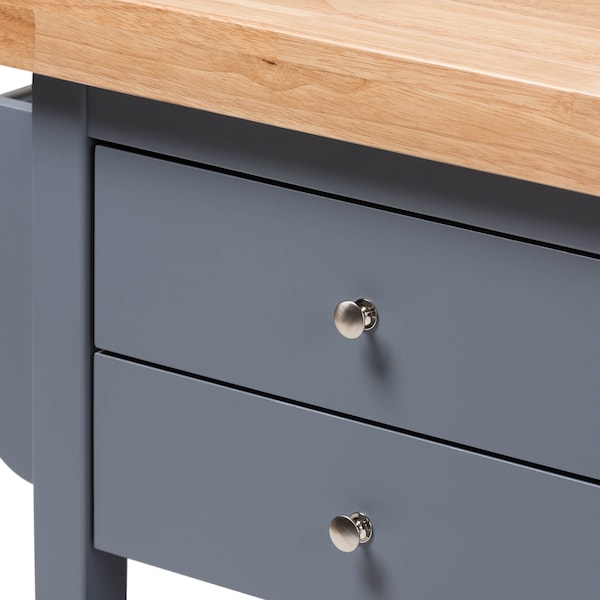 Baxton Studio Sunderland Coastal and Farmhouse Grey Wood Kitchen Cart - 143-7948