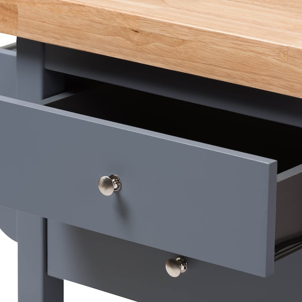 Baxton Studio Sunderland Coastal and Farmhouse Grey Wood Kitchen Cart - 143-7948