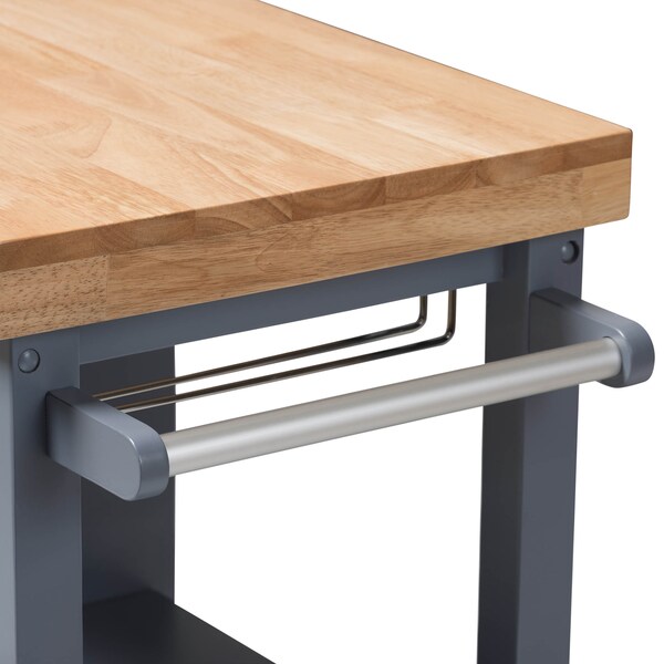 Baxton Studio Sunderland Coastal and Farmhouse Grey Wood Kitchen Cart - 143-7948