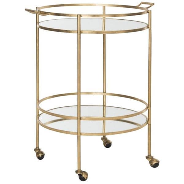 Safavieh Lavinia Bar Cart- Gold and Mirror Top - 33 x 26 x 26 in. - FOX2552B