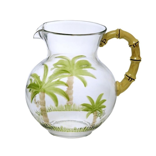 Repartir AC-0611 Palm Tree 3 qt. Pitcher with Bamboo Handle - RE1820820