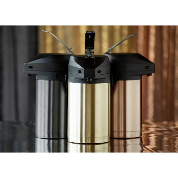 Service Ideas Airpot with Lever Lid, 3L Stainless Steel Lined, Vintage Gold - CTAL30BLVG