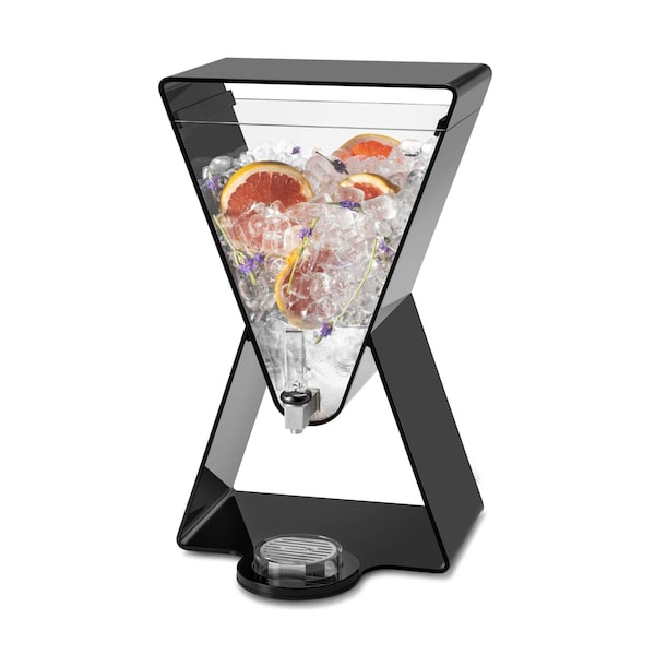 Rosseto Serving Solutions Lucid Prism 3 Gal. Black Acrylic Beverage Dispenser with Drip Tray, 1 EA - LD185