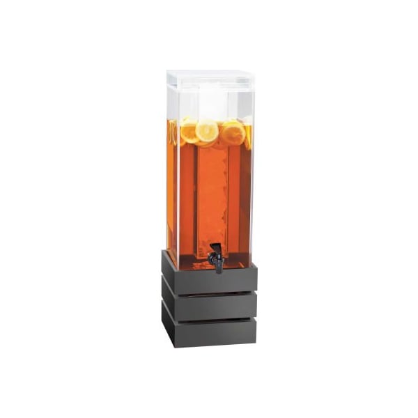 Cal Mil Plastics Cal-Mil 3301-3-96 Midnight Bamboo Crate 3 GAL. Beverage Dispenser W/Ice Chamber 8"W x 8"D x 25-1/2"H - 3301-3-96