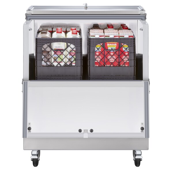 Maxx Cold Milk Cooler, 34 in.W, Stores up to 8 13 in. Milk Crates, in Stainless Steel - MXMC34HC