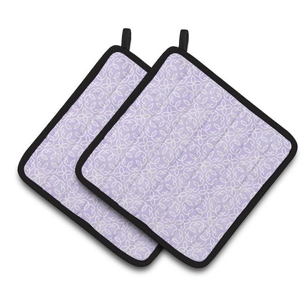 Carolines Treasures Carolines Treasures BB7494PTHD Gemoetric Circles on Purple Watercolor Pair of Pot Holders - BB7494PTHD
