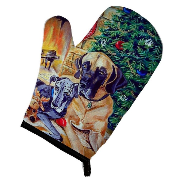 Carolines Treasures Fawn and Blue Great Dane Waiting on Christmas Oven Mitt - 7111OVMT