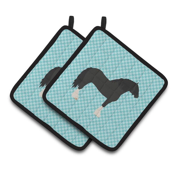 Carolines Treasures Pomeranian Rogener Goose Blue Check Pair of Pot Holders - BB8078PTHD