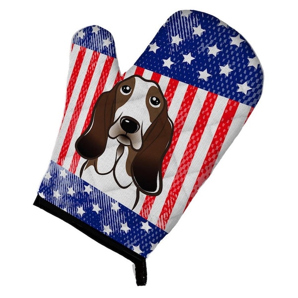 Carolines Treasures American Flag and Basset Hound Oven Mitt - BB2173OVMT