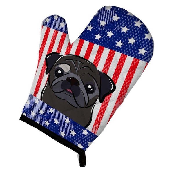 Carolines Treasures American Flag and Black Pug Oven Mitt - BB2193OVMT