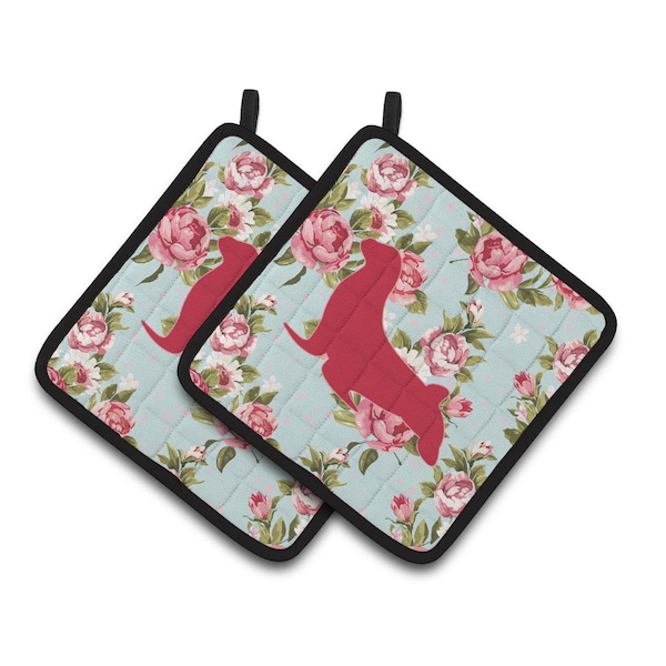 Carolines Treasures Seal Blue Roses Pair of Pot Holders - BB1027-RS-BU-PTHD
