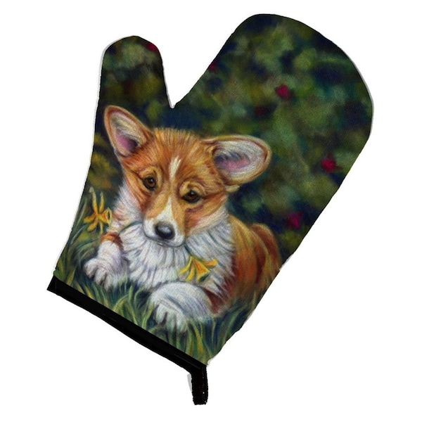 Carolines Treasures Corgi Pup and Daffodils Oven Mitt - 7300OVMT