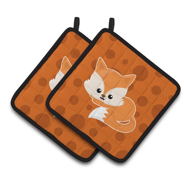 Carolines Treasures Baby Fox Polkadot Pair of Pot Holders - BB7086PTHD