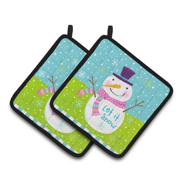 Carolines Treasures Carolines Treasures VHA3017PTHD Christmas Snowman Let it Snow Pair of Pot Holders; 7.5 x 3 x 7.5 in. - VHA3017PTHD