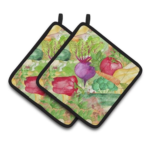 Carolines Treasures Carolines Treasures BB7572PTHD Watercolor Vegetables Farm to Table Pair of Pot Holders - BB7572PTHD
