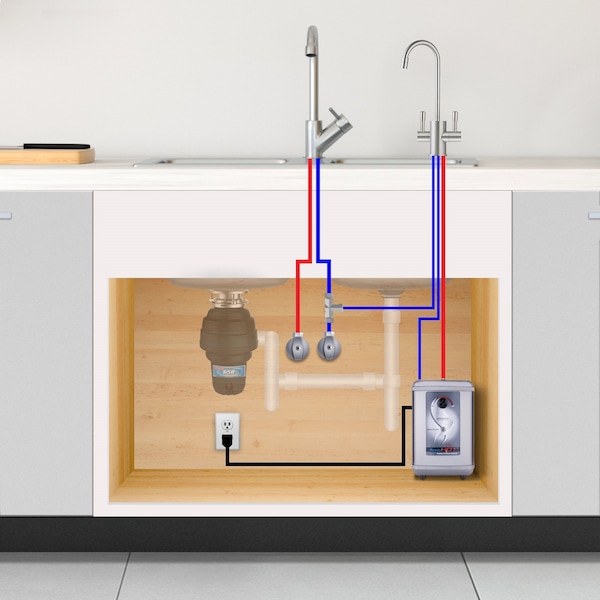 Ready Hot Instant Hot Water Dispenser with Brushed Nickel Hot Water Faucet with Safety Lock - 41-RH-200-F570-BN