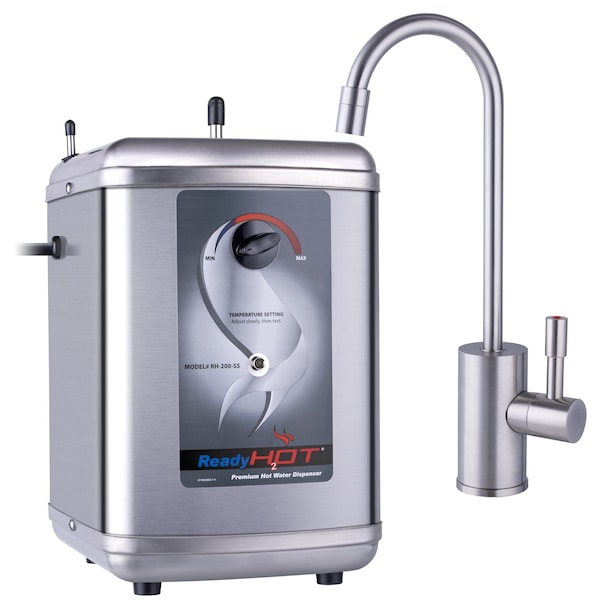 Ready Hot Instant Hot Water Dispenser with Brushed Nickel Hot Water Faucet with Safety Lock - 41-RH-200-F570-BN