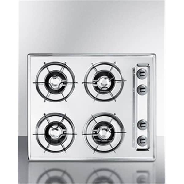 Summit 24 in. Wide 4 Burner Gas CooktopChrome with Gas Spark Ignition - ZNL033