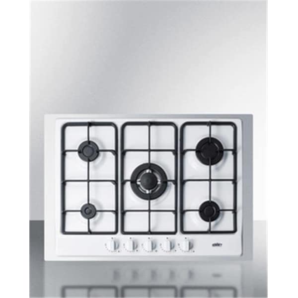Summit Summit GC5271WTK30 5 Burner Gas Cooktop with 30 in. Trim Kit - White Finish - GC5271WTK30