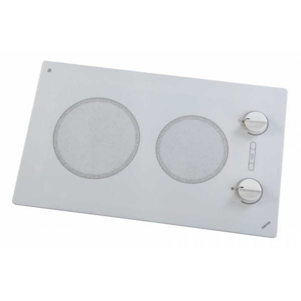 Kenyon Kenyon B49511 Alpine Series Large 2-burner Cooktop- white with analog control- 6 .50 & 8 inch 240V UL - B49511