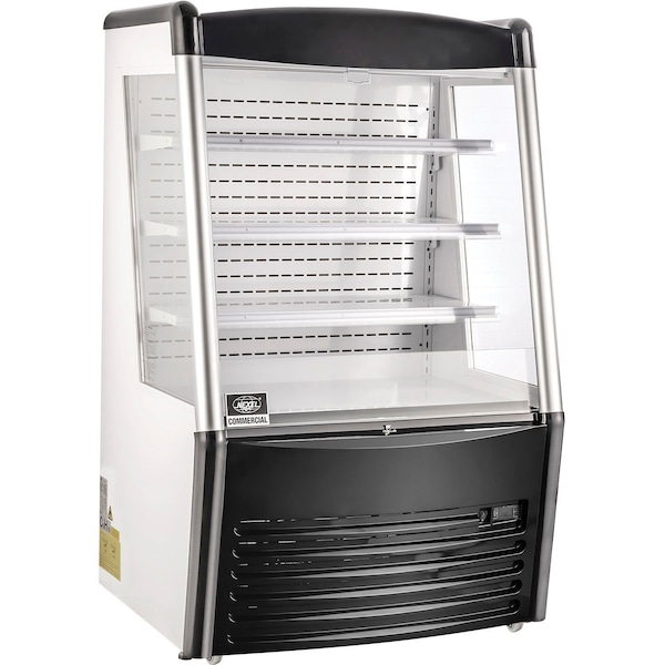 Global Industrial NexelRefrigerated Open Display Merchandiser w/ Curtain, 13.8 Cu. Ft., Black - 243210