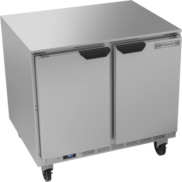 Beverage-Air Refrigerator, Undercounter, Two Door, 36" W, 8.5 cu. ft., 115 Volt - UCR36AHC