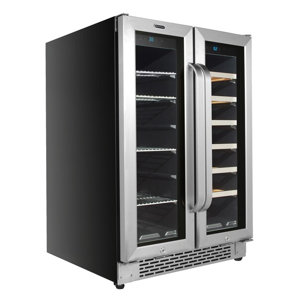 Whynter 24″ Built-In French Door Dual Zone Wine Refrigerator/Beverage Center - BWB-2060FDS