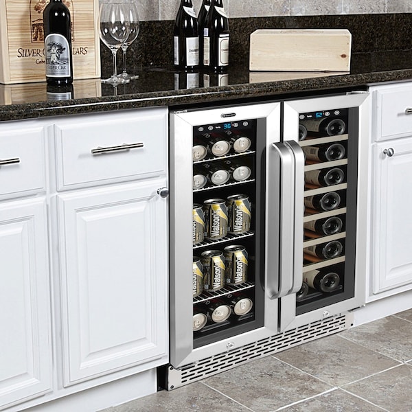 Whynter 24″ Built-In French Door Dual Zone Wine Refrigerator/Beverage Center - BWB-2060FDS