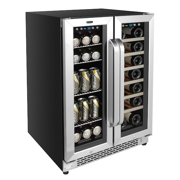 Whynter 24″ Built-In French Door Dual Zone Wine Refrigerator/Beverage Center - BWB-2060FDS