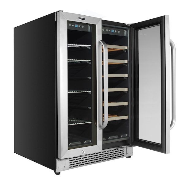 Whynter 24″ Built-In French Door Dual Zone Wine Refrigerator/Beverage Center - BWB-2060FDS