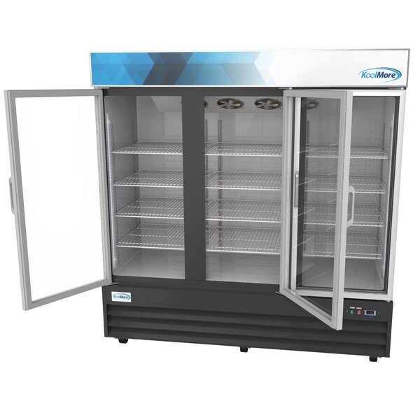 Koolmore 78 1/4" Commercial Glass 3 Door Display Refrigerator Merchandiser - Upright Beverage Cooler - MDR-3GD