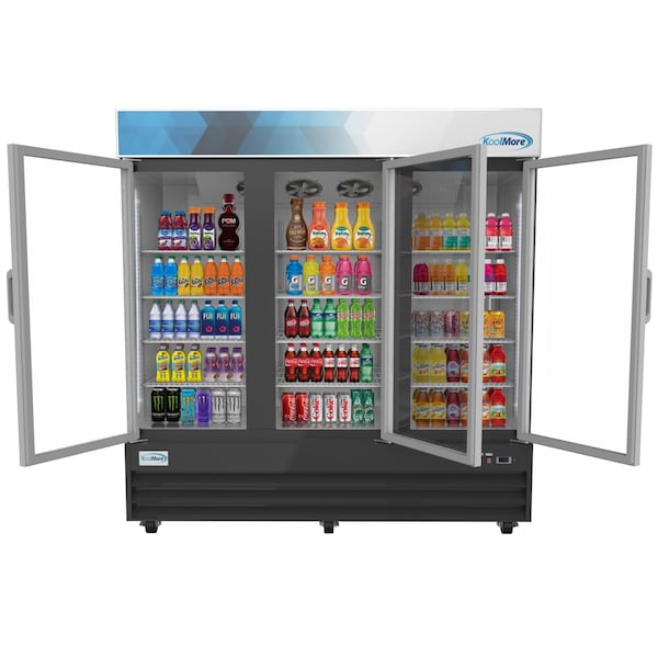 Koolmore 78 1/4" Commercial Glass 3 Door Display Refrigerator Merchandiser - Upright Beverage Cooler - MDR-3GD