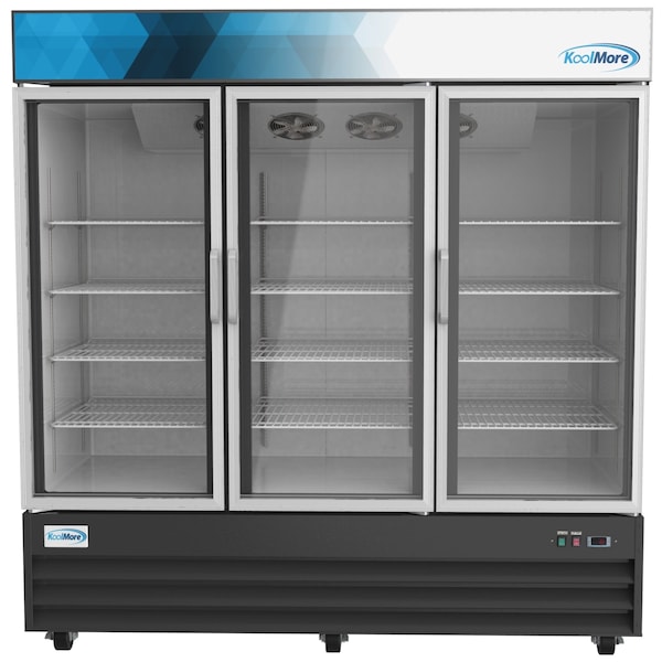 Koolmore 78 1/4" Commercial Glass 3 Door Display Refrigerator Merchandiser - Upright Beverage Cooler - MDR-3GD