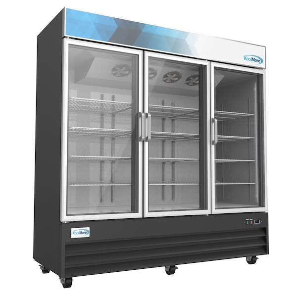 Koolmore 78 1/4" Commercial Glass 3 Door Display Refrigerator Merchandiser - Upright Beverage Cooler - MDR-3GD