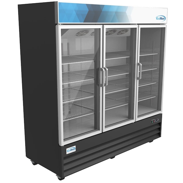 Koolmore 78 1/4" Commercial Glass 3 Door Display Refrigerator Merchandiser - Upright Beverage Cooler - MDR-3GD