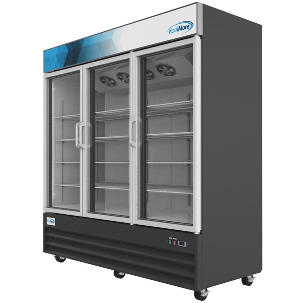 Koolmore 78 1/4" Commercial Glass 3 Door Display Refrigerator Merchandiser - Upright Beverage Cooler - MDR-3GD