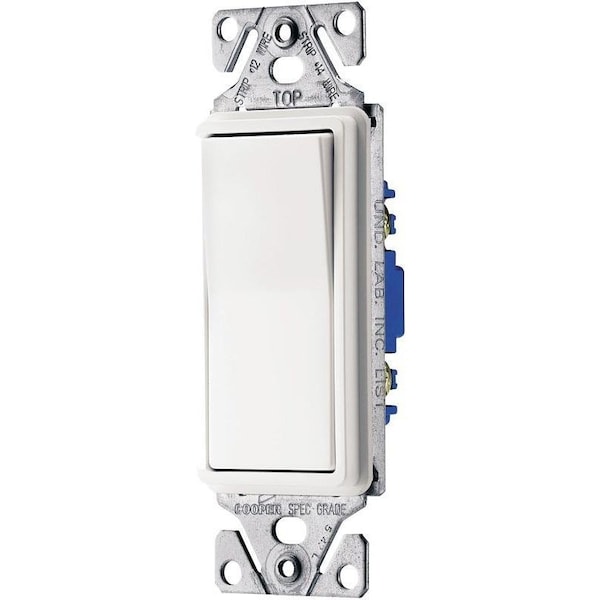 Interruptor basculante Eaton Wiring Devices 7500, 15 A, 120/277 V, SPST, Terminal de cable de plomo, color blanco - C7511W-SP-L