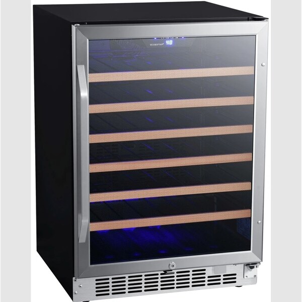 Edgestar 24 Inch Wide 53 Bottle BuiltIn Single Zone Wine Cooler with Reversible Door and LED Lighting - CWR532SZ