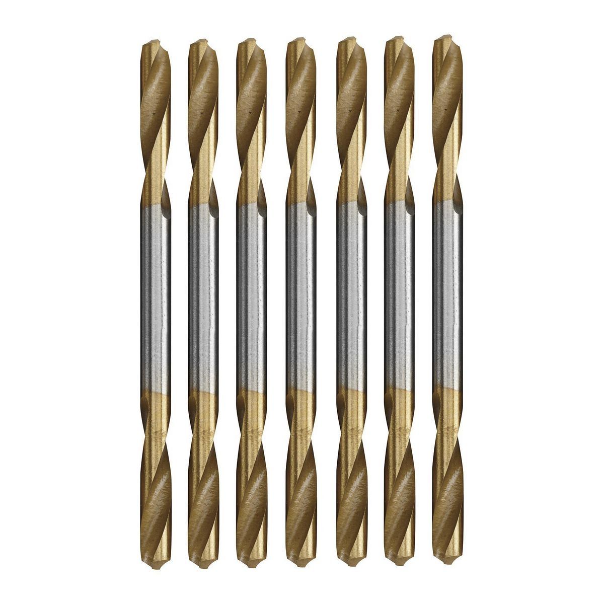 Brocas de taladro de doble extremo de acero de alta velocidad y titanio de 1/8 pulgadas, 7 piezas - 61688